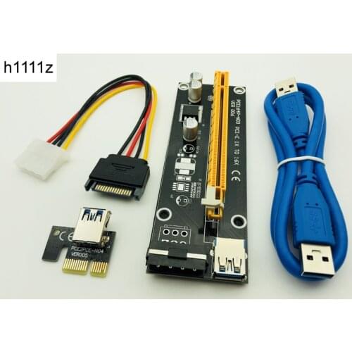 VER006 PCIE Riser Card PCI Express 1X to 16X Extension Adapter 60CM USB 3.0 Cable SATA 4Pin Molex Power for Bitcoin Miner Mining