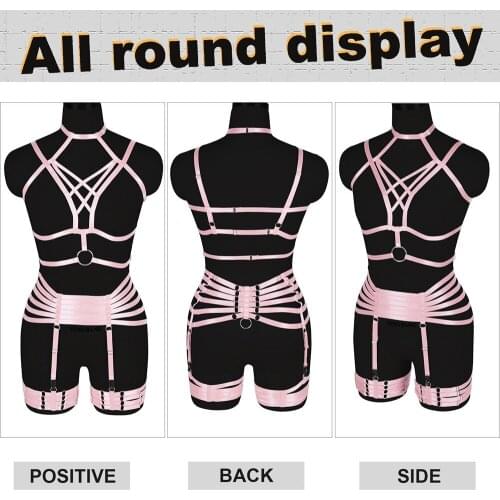 Sexy Body Harness Elastic Strappy Tops Cage Bra Bondage Breast Garter Belts Set Women Erotic Lingerie Dress Dance Rave Costume