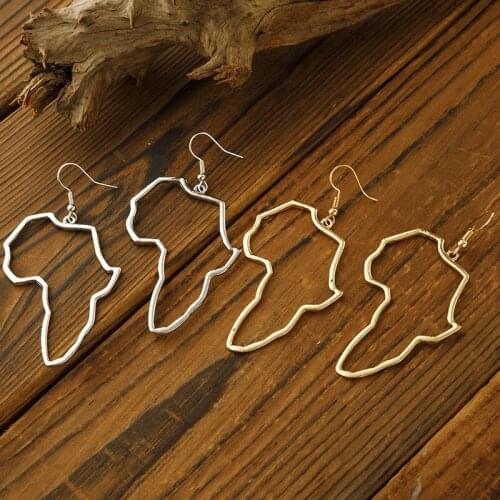 Punk African Map Earrings Exaggerate Earrings Gold Africa Nigeria Ornaments Traditional Ethiopian Ethnic Hyperbole Hip-hop Gift