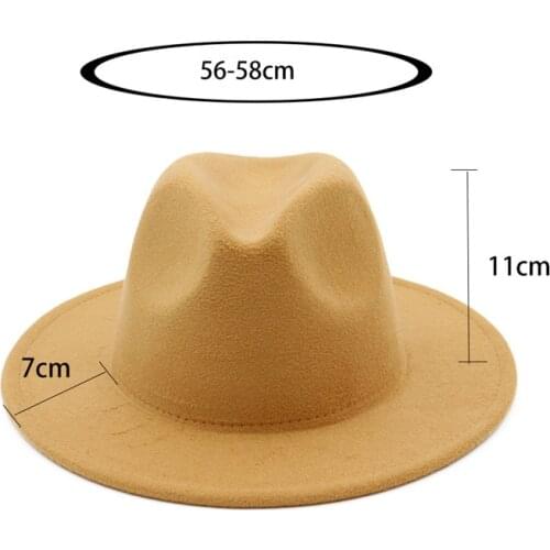 Fedora Hat Women Wide Brim Autumn Solid Formal Dress Wedding Women Hats Camel Black White Fedora Felted Classic Jazz Winter Hats