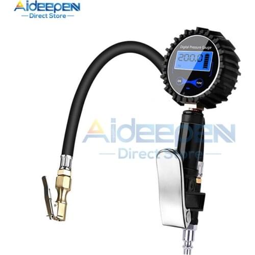 Car Truck Air Tire Inflator with Digital Pressure Gauge 200 PSI Air Chuck & Hose Pistol Type Automobile Pressure Gauge US Nozzle