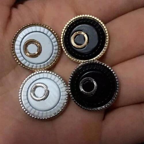 High-grade metal buttons with log stamp on back 10 pieces a lot silver gold dripping white black clothing jewelry buttons 23mm