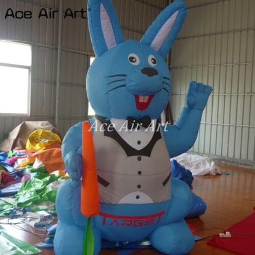 Vivid giant standing blue Inflatable bunny for event and advertisement inflatable easter rabbit for Easter holidays