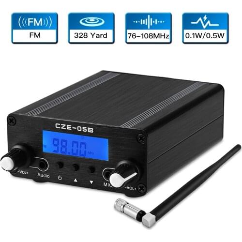 LCD PLL 76MHz~108MHz FM Long Range 0.5W FM Stereo Broadcast Transmitter+Antenna+Power Adapter