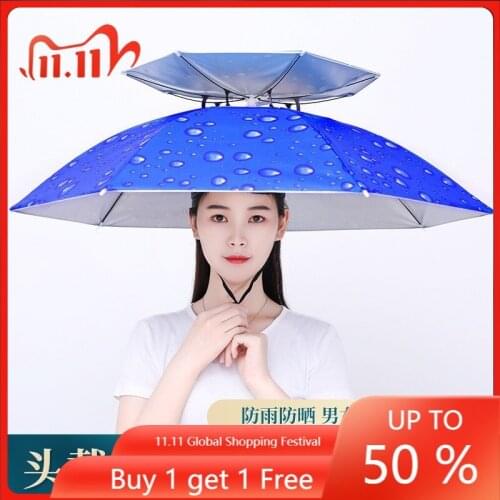 Fishman Umbrella Hat Double Layer Umbrella Worn on the Head Hat Umbrella Rain-Proof Top Sun-Proof Sun-Proof Outdoor Largeding