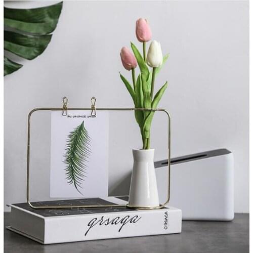 1SET Iron Ceramic Vase Planter Flower Pot Shelf Soilless Pots Organizer Sticky Frame Rack Home Decoration Accessories MI 017
