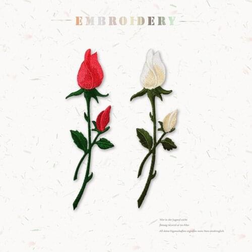 10pcs/lot Red White Rose Flower Embroidery Patches for Women Dress Shirt Garment Accessories Sewing Accessories