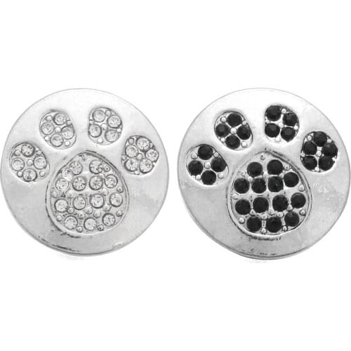 10pcs/lot New Crystal 18mm Dog Paw Snap Button Jewelry for Leather Bracelets Mens Watch Armband DIY Jewelry for Women