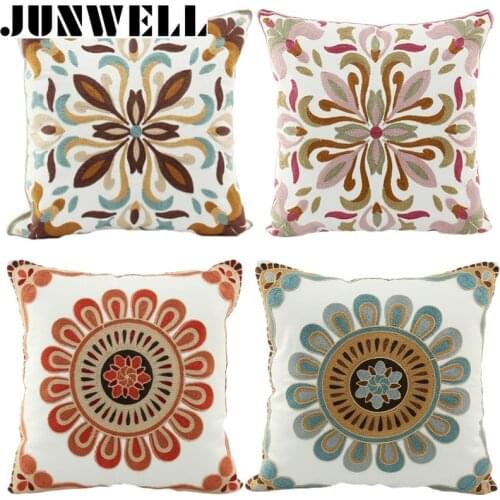 100% Cotton Canvas 3D effect Cartoon Embroidery Throw Pillow Sofa Office Back Cushion Baby Room Decorative 45x45cm Square