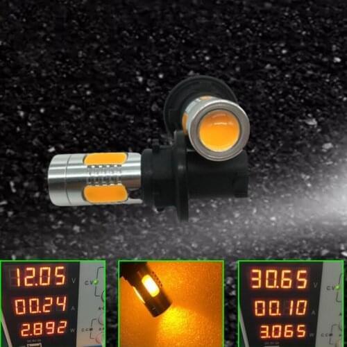 2 PCS SRCK Nonpolar Front Turn Signal Lights Amber PH24WY 7014 12272 LED Bulbs For Audi A4 Q5 Cadillac CTS GMC Porsche Lincoln