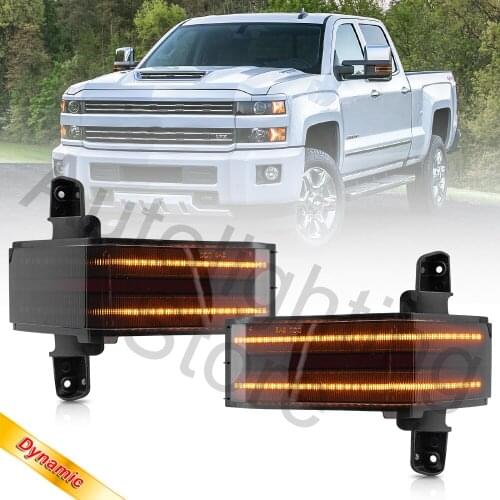 2X Led Dynamic Amber Tow Mirror Turn Signal Lights Blinding Side Mirror Lamps For Chevy Silverado GMC Sierra 1500 2500HD 3500HD