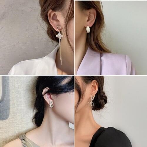 2021 New Long Crystal Tassel Flower Dangle Earrings for Women Wedding Drop Earring Fashion Jewelry Gifts