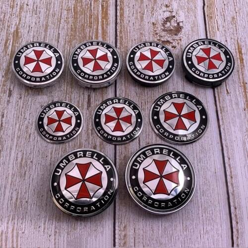 4pcs 50mm 56mm 60mm 65mm UMBRELLA CORPORATION Car logo Wheel Center Cap Badge refit covers decoration emblem Creative sticker