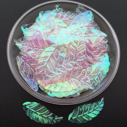 450pcs 12*30mm Leaves Flat Loose Sequins Paillettes Sewing,Wedding Craft,Women Kids DIY Garment Accessory AB Transparent