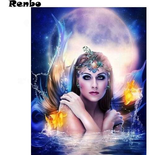 5D Diamond Painting little Mermaid Cross Stitch DIY Diamond Embroidery Sea Creatures cartoon girl picture Full Rhinestones decor