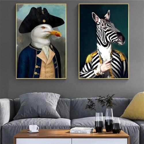 Abstract Zebra In Military Uniform Canvas Paintings Wall Art Posters and Prints Funny Art Animals Picture Home Decor Cuadros