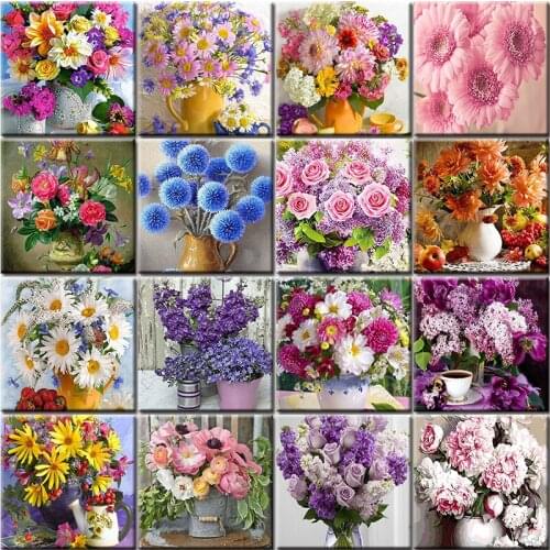 Scenery 5D Diamond Painting Flower Cross Stitch Needlework DIY Mosaic Embroidery Full Square/Round Rhinestone Home Decor Art Set