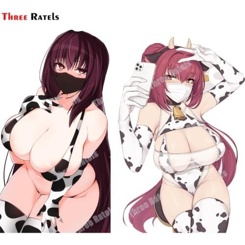 Three Ratels A796 Scathach And Scathach Fat Cartoon Car Sticker For Saab Auto Accessories VInyl Material Waterproof Decals