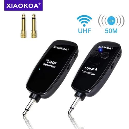 Wireless Guitar Syetem, UHF Rechargable Transmitter Receiver for Electronic Guitar Bass, Instrument Pickup and Amplifier, Guitar