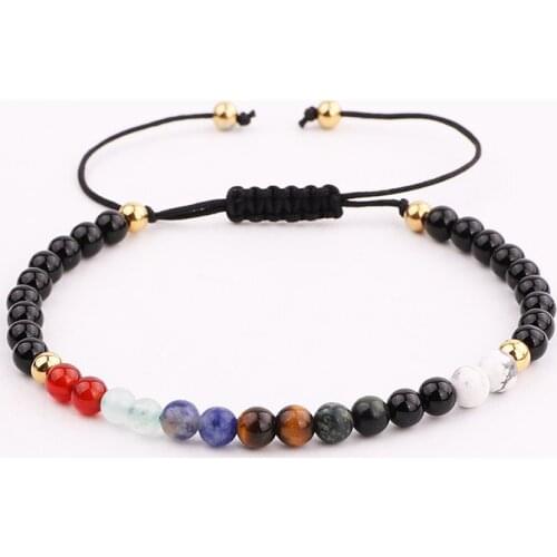 New Design Men Women Bracelet Cute Design 4mm Natural Stone Chakra Stone Energy Yoga Bracelet Men
