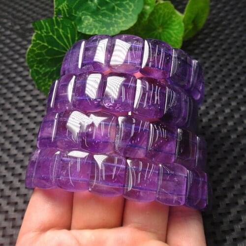 One piece amethyst square 12*16mm bracelet 7.5inch FPPJ wholesale beads nature Xmas woman gift