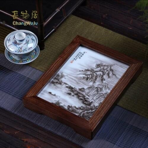 Changwuju in Jingdezhen the handmade small size vitrolite painting painted by Jinhongxia being as home decoration and gift