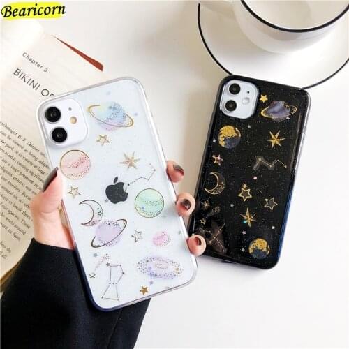 Glitter Planet Star Case for iPhone 11 Cases Transparent Soft Cover for iPhone 12 11 Pro X Xs Max XR 7 8 6 6s Plus SE 5 5s