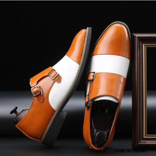 Designer Gentleman Pointed Black White Mix Oxford Leather Shoes Men Casual Wedding Formal Dress Footwear Sapatos Tenis Masculino