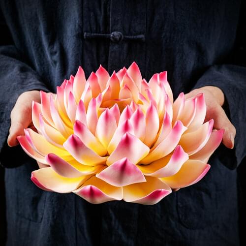 F Large Handmade Lotus Stick Incense Burners Zen Chinese Fragrance Insert Hand Pinch Ceramic Lotus Incense Holder Home Decor