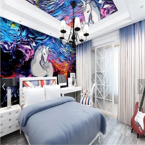 The last unicorn art van Gogh starry sky photo wallpapers for living room bedroom sofa TV background 3d wall papers home decor