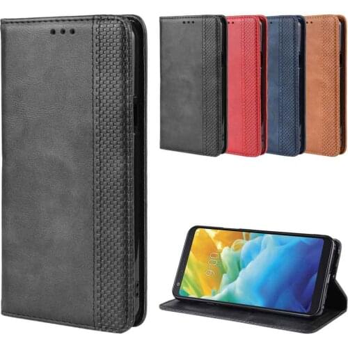 Leather phone case for LG Style 2 L-01L / Stylo 5 / G8 thinq / V 50 Thinq 5G Cover Flip card wallet with stand Retro Coque