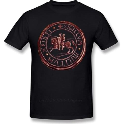 Templar T-Shirt Knights Templar Seal Symbol T Shirt Graphic 100% Cotton Tee Shirt Men Short Sleeve Classic Cute Tshirt