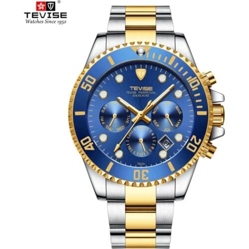 Men Watches TEVISE Fashion Waterproof Top Brand Luxury Automatic Self-Wind Men Casual Full Steel Watch Can rotate the bezel
