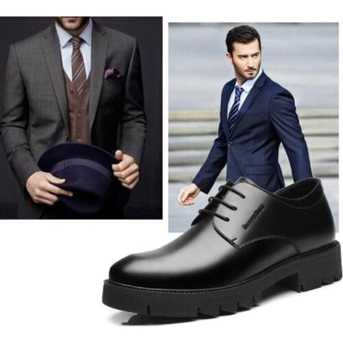 Black Men Genuine Leather Height Increasing Elevator Shoes Increase Mens Height 10CM 8CM Invisibly Business Wedding Man Shoes