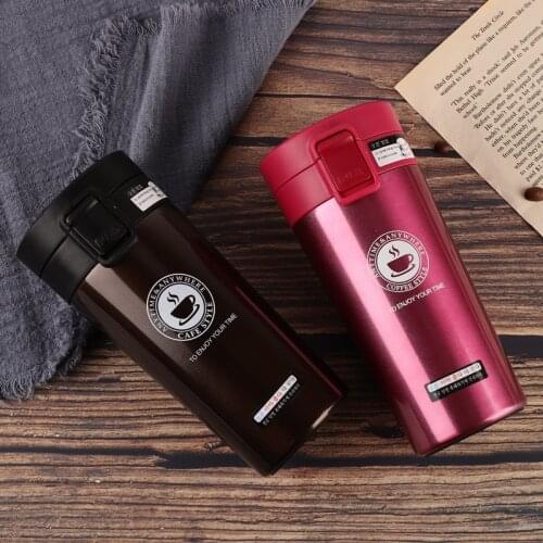 New Stainless Steel Coffee Cup Vacuum Double-layer Vacuum Flask Water Bottle Bounce Lid Car Travel Mug Tumbler