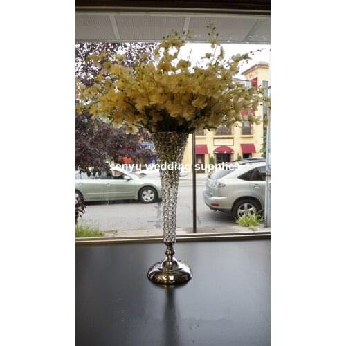New style Wedding Decorative Flower As Centerpiece Pink Artificial Flower Rose flower crystal vase senyu499