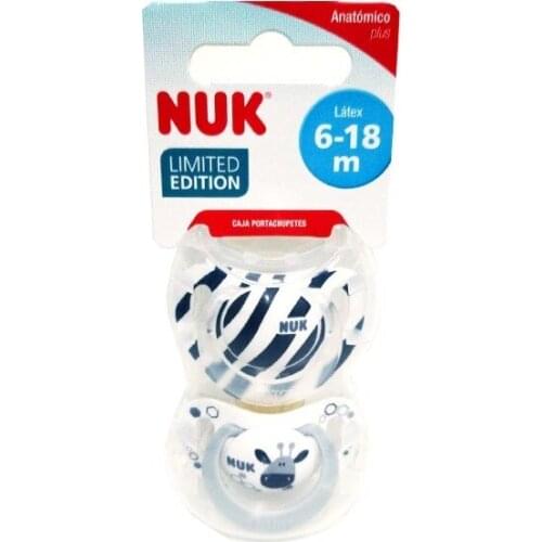 NUK - CHUPETE BABY SAFARI LATEX 2 UNIDADES (TALLA 6-18 MESES)