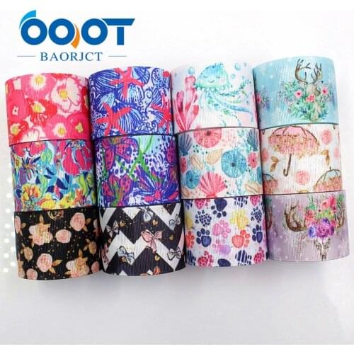 OOOT BAORJCT I-181106-137,38mm 10yards Cartoon flower Ribbons Thermal transfer Printed grosgrain,Gift wrapping DIY materials