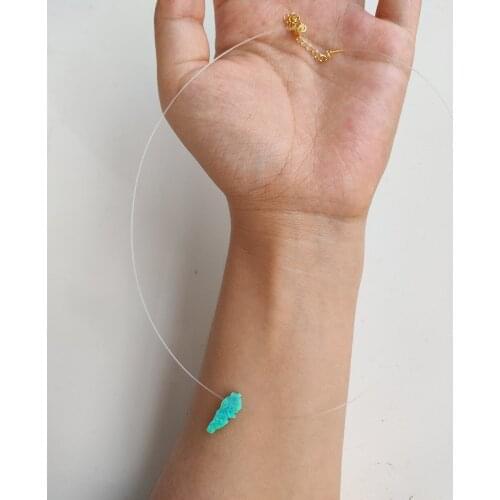 2pcs New op16/op11 Transparent Nylon Chain Synthetic Opal Lebanon Map Necklace Opal Map Necklace for Women Gift