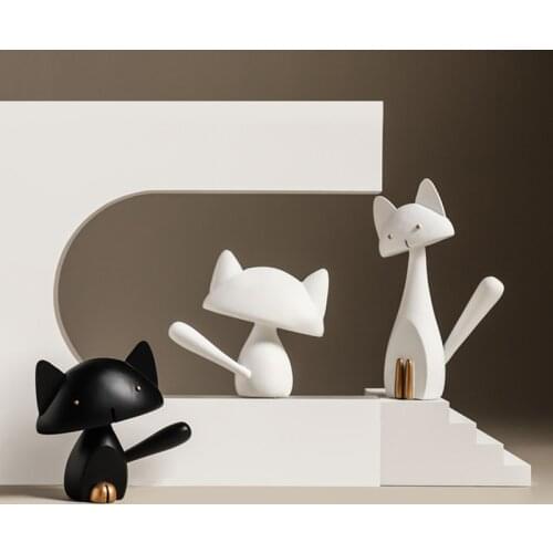Nordic Minimalist Resin Crafts Sculpture Cat Animal Ornaments Modern Home Figurine Creative Desktop Living Room Car Ornaments