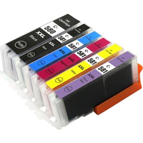 6PK Compatible ink cartridge canon pgi-580 cli-581 used for Canon TR7550 TR8550 TS6150 TS6151 TS8150 TS8151 TS8152 TS9150 print