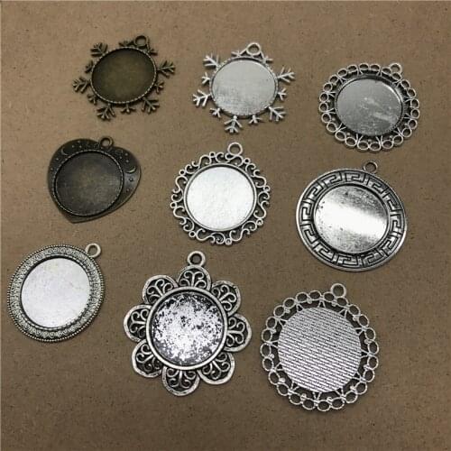10pcs 25mm Glass Cabochon Copper Material Cameo Base Setting DIY Pendant Bracelet Accessory