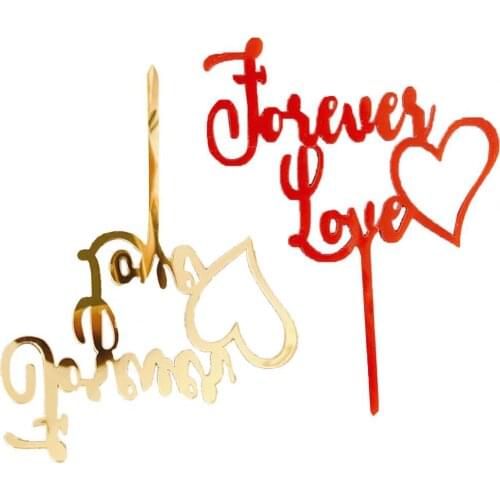 New Forever Love Cake Dessert Topper Baking Decoration Happy Valentines Day Party Supplies Cupcake Topper Cake Decorations