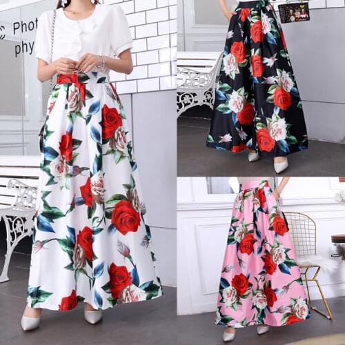 2020 Spring New Skirt Retro Printed Expansion Skirt Elegant Slimming Bubble Skirt High Waist Elastic Fashion