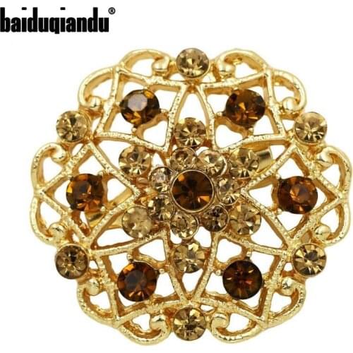 Wholesale Lot of 10pcs Assorted Colors Crystal Rhinestones Flower Brooch for Women or DIY Wedding Bouquets Pins Accessories