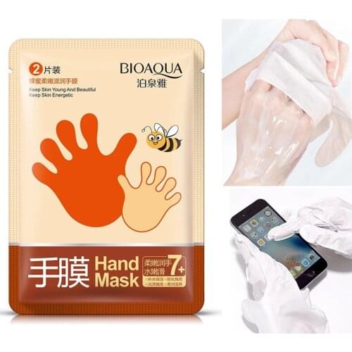 1 pair BIOAQUA Honey Hand Mask Whitening Moisturizing Anti Wrinkle Smoothing Remove Hard Dead Skin Hand Spa Skin Care