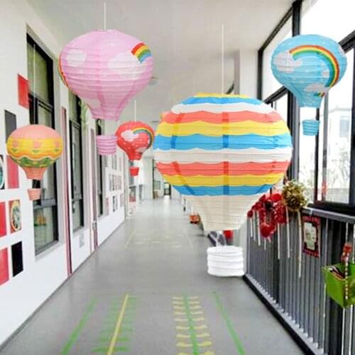 1pc 25cm-40cm Rainbow Hot Air Balloon Paper Lantern Ball decora Kids Birthday Party Wedding Lampion Hanging Decoration supplies