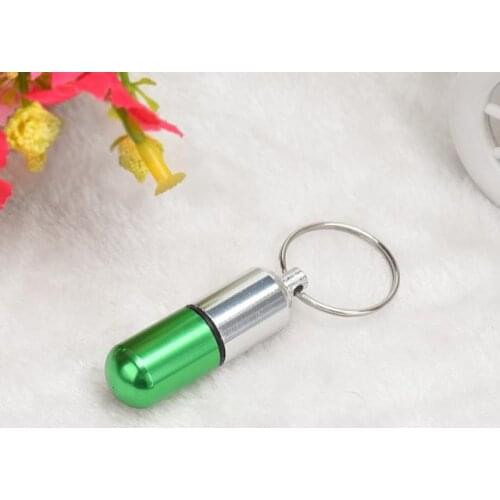 1PC Waterproof Aluminum Pill Box Case Bottle Cache Drug Holder Container Keychain Medicine Box Health Care 4 Color #30