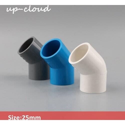 2pcs UP-CLOUD 25mm PVC Pipe 45 Degree Equal Elbow Connector Water Tank Joint Aquarium Supplies Garden Irrigation Tube Adapter