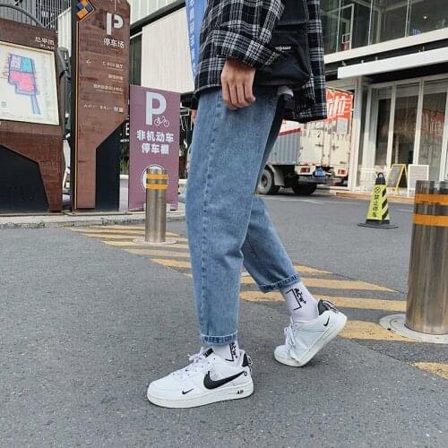 2021 Mens Stretch Slim Fit Cargo Pocket Jeans Fashion Brand Blue Light-color Casual Pants Biker Denim Trousers Plus Size 27-36